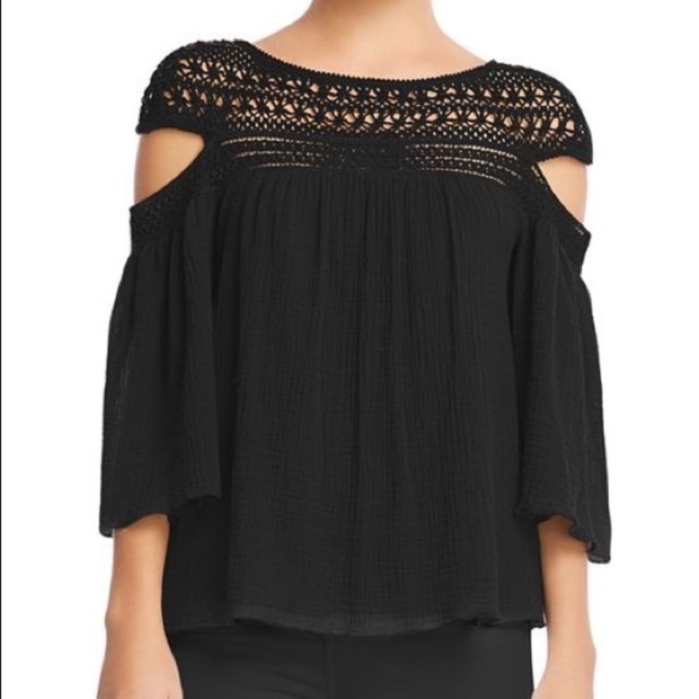 Bailey 44 Armadillo crochet detail top black sz S